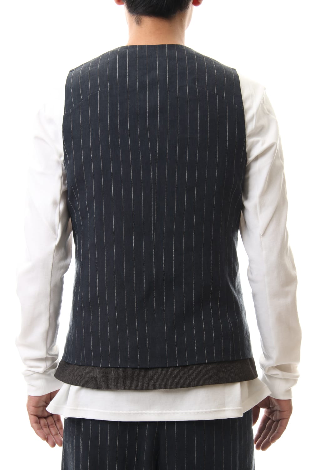 Vest Linen viscose stripe Dark Navy