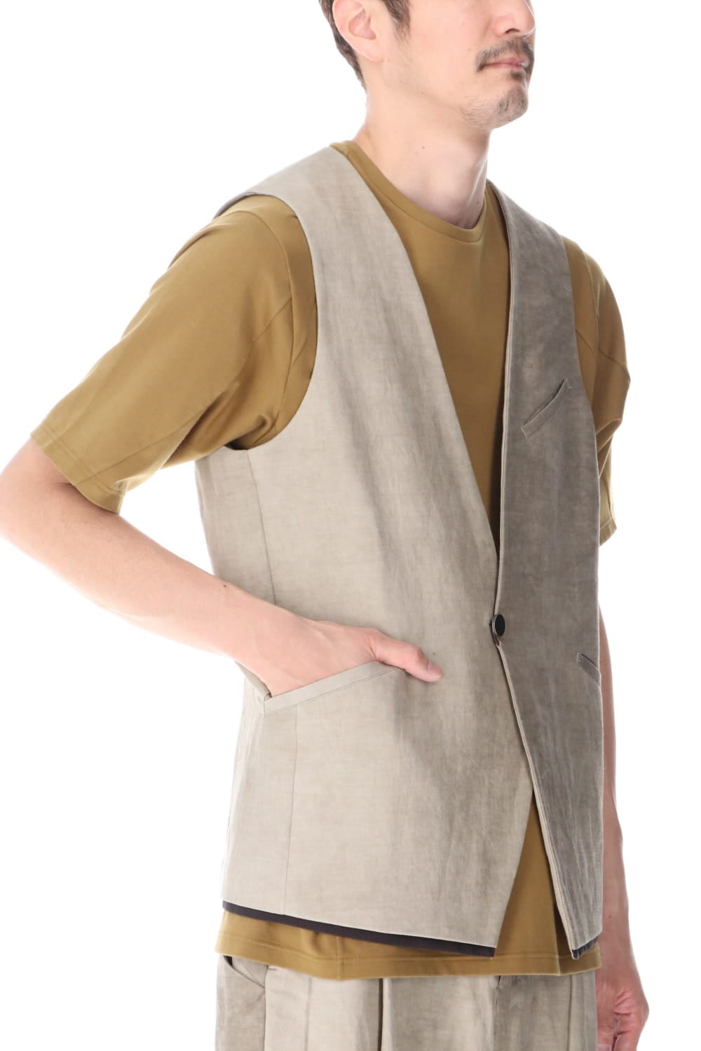 Vest cotton/ ramie/ canapa cold dyed