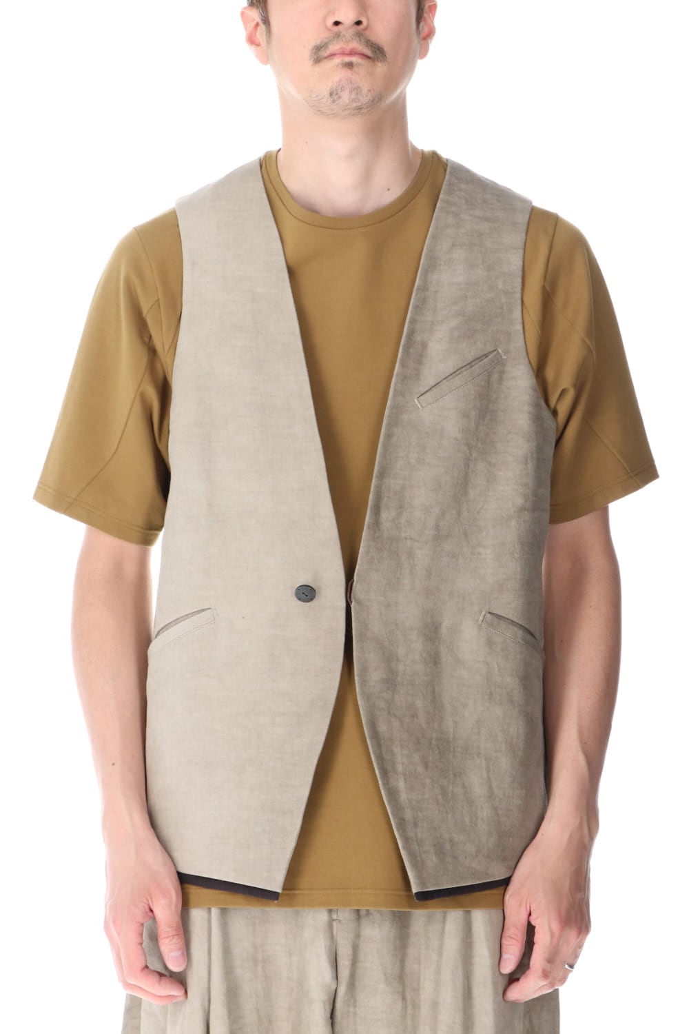 Vest cotton/ ramie/ canapa cold dyed