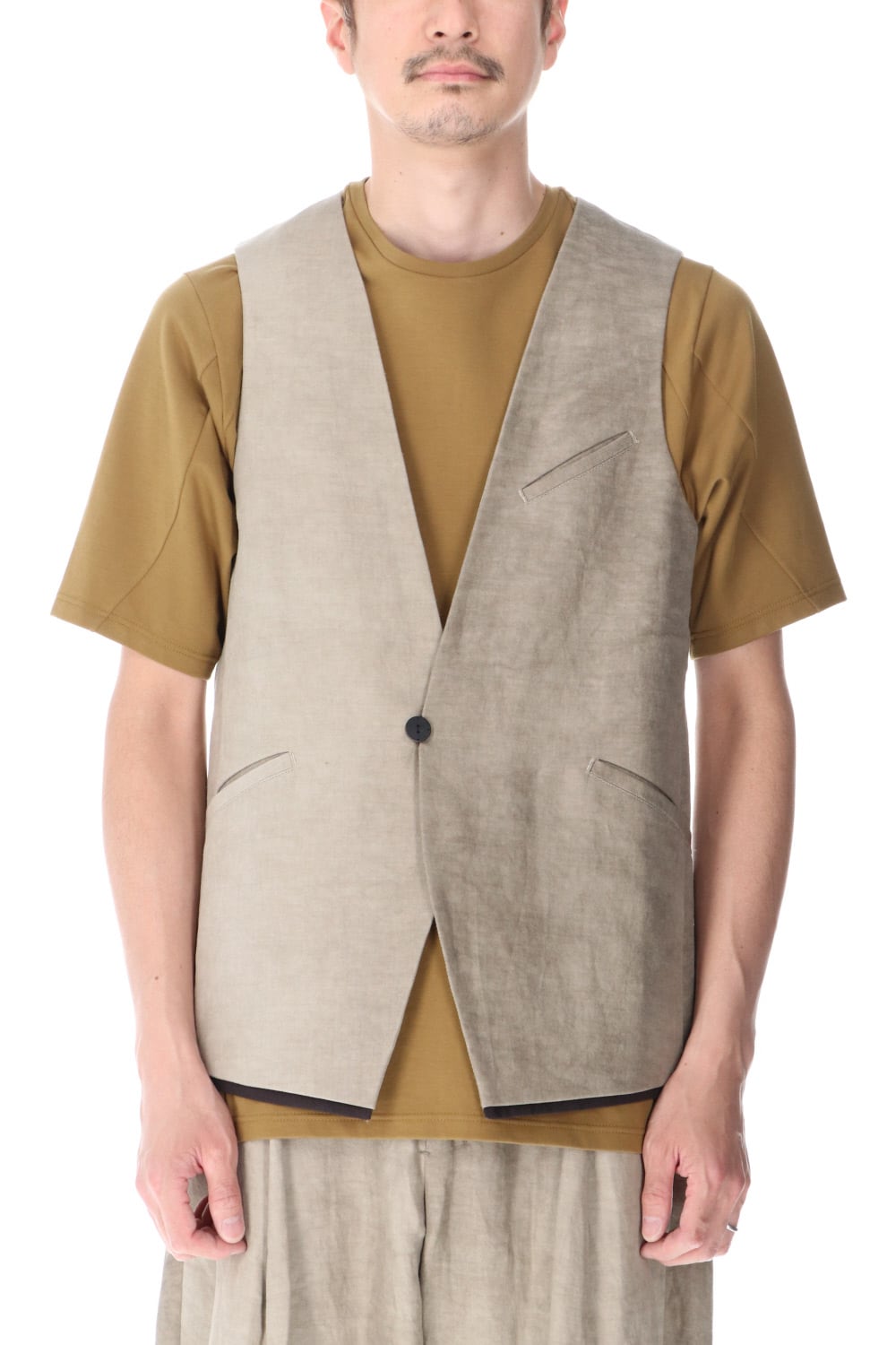 Vest cotton/ ramie/ canapa cold dyed