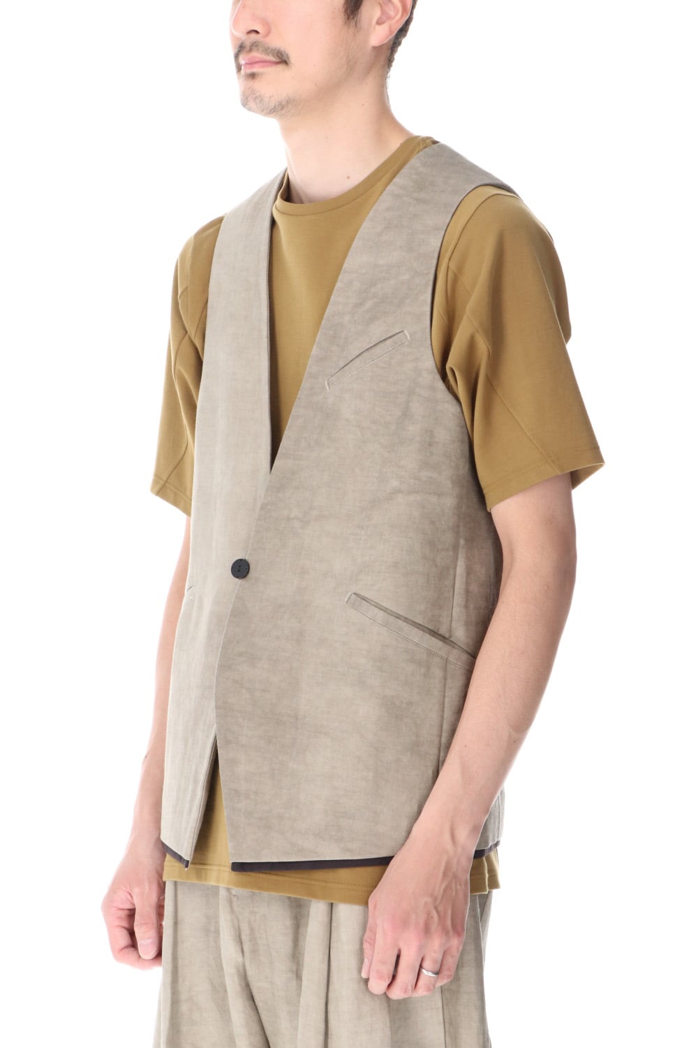 Vest cotton/ ramie/ canapa cold dyed