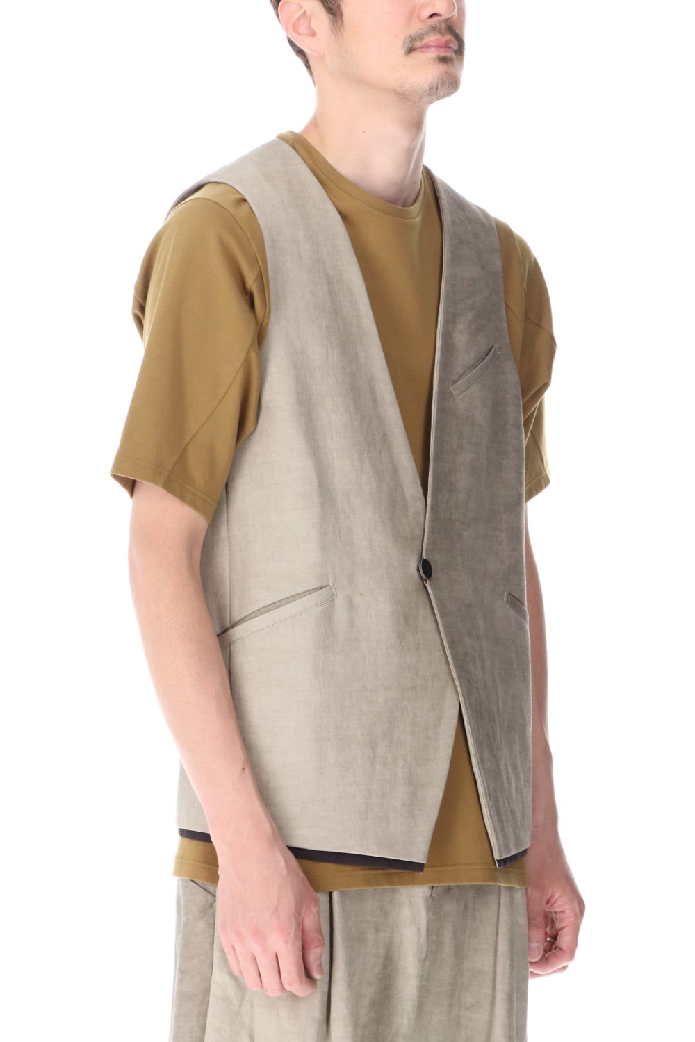 Vest cotton/ ramie/ canapa cold dyed