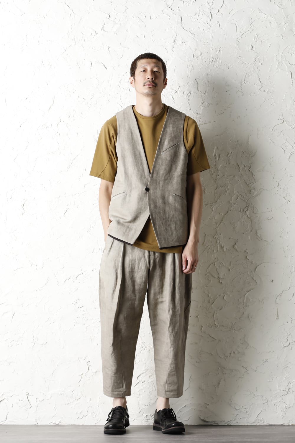 Vest cotton/ ramie/ canapa cold dyed