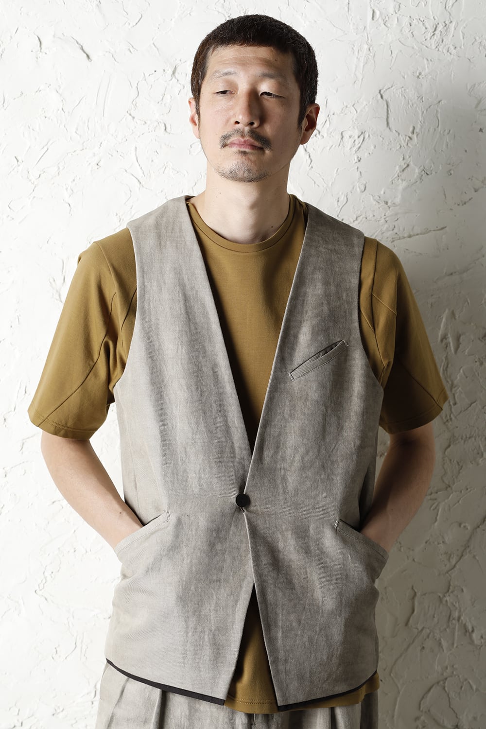 Vest cotton/ ramie/ canapa cold dyed