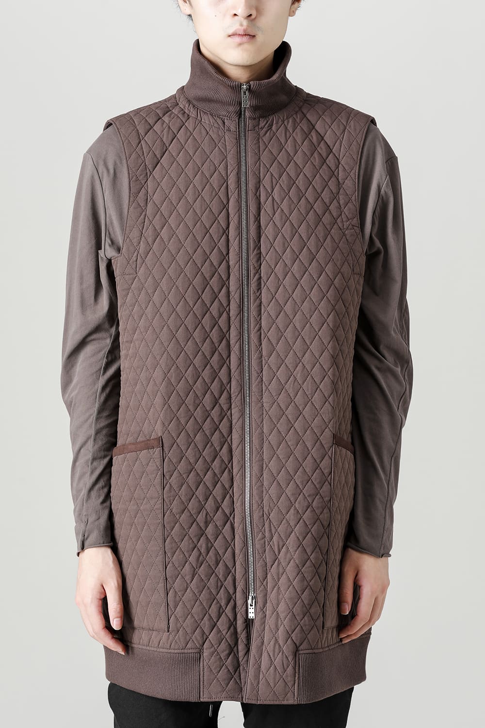 ロング ベスト キルト シルク / コットン