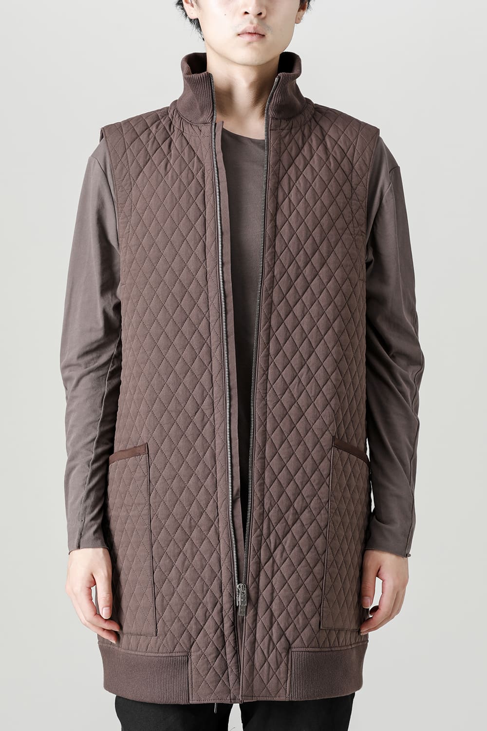 ロング ベスト キルト シルク / コットン