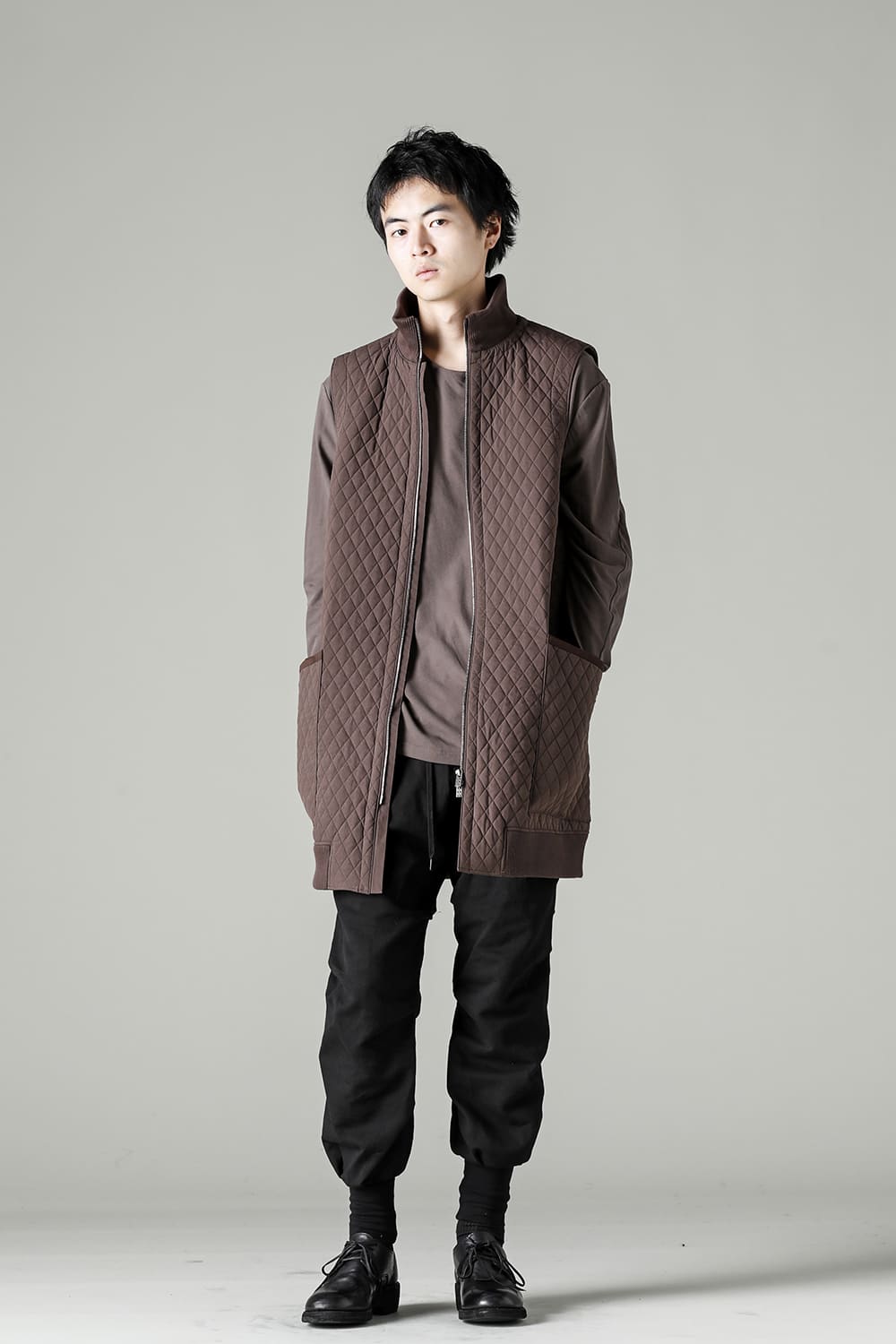 ロング ベスト キルト シルク / コットン