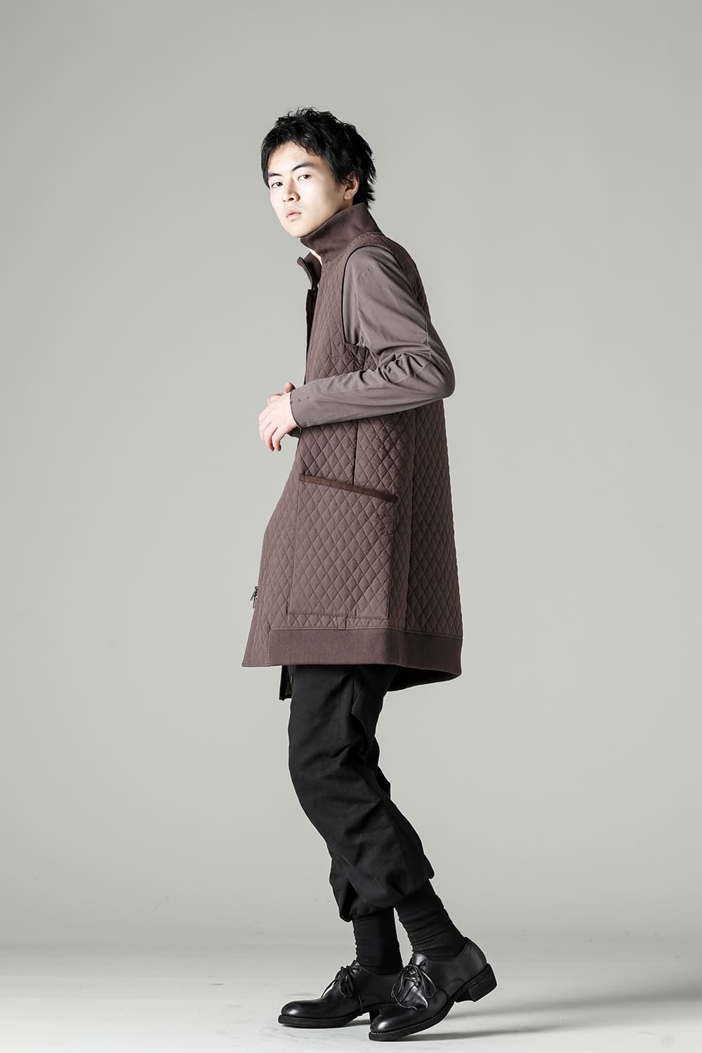 ロング ベスト キルト シルク / コットン
