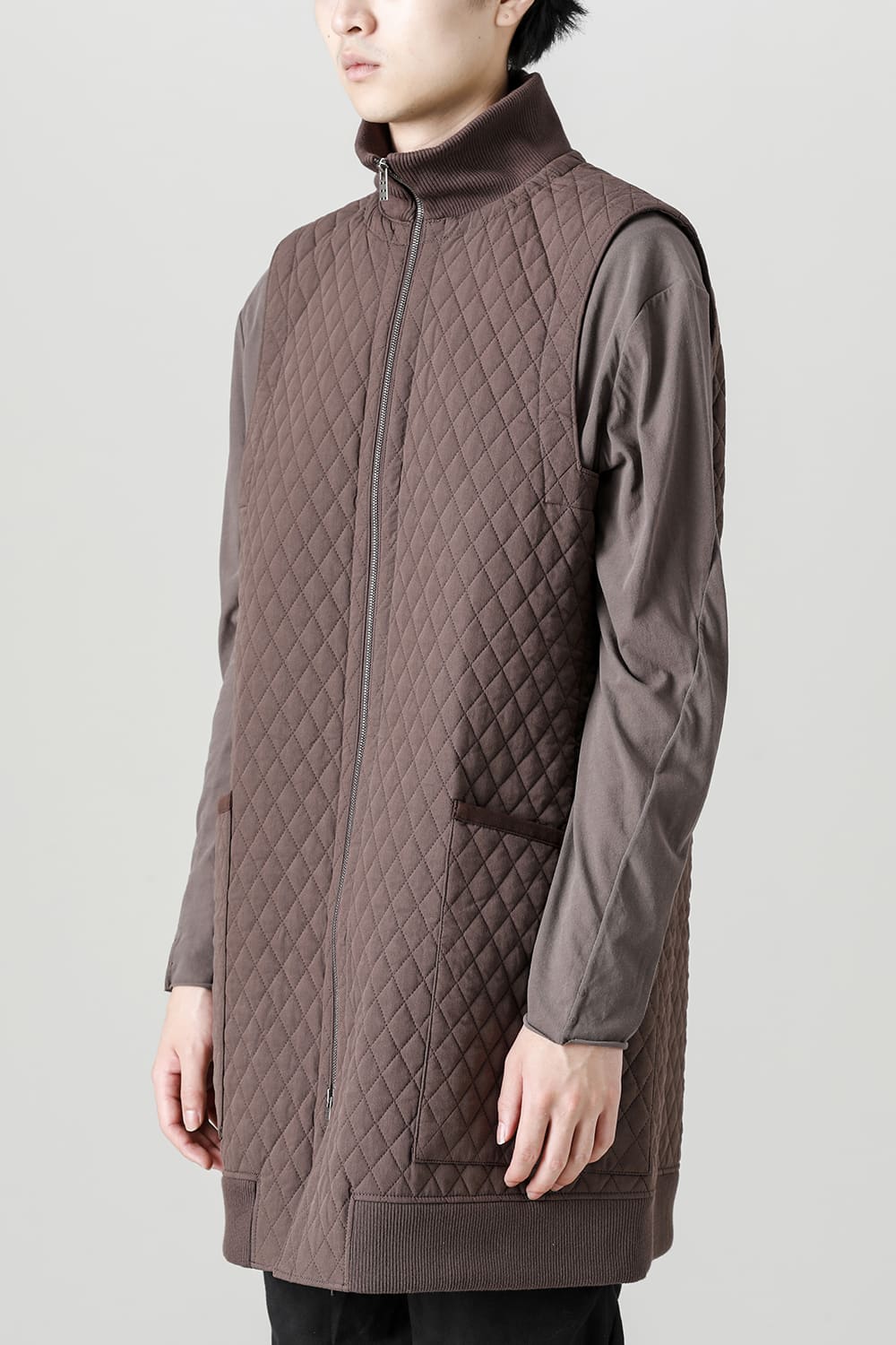 ロング ベスト キルト シルク / コットン
