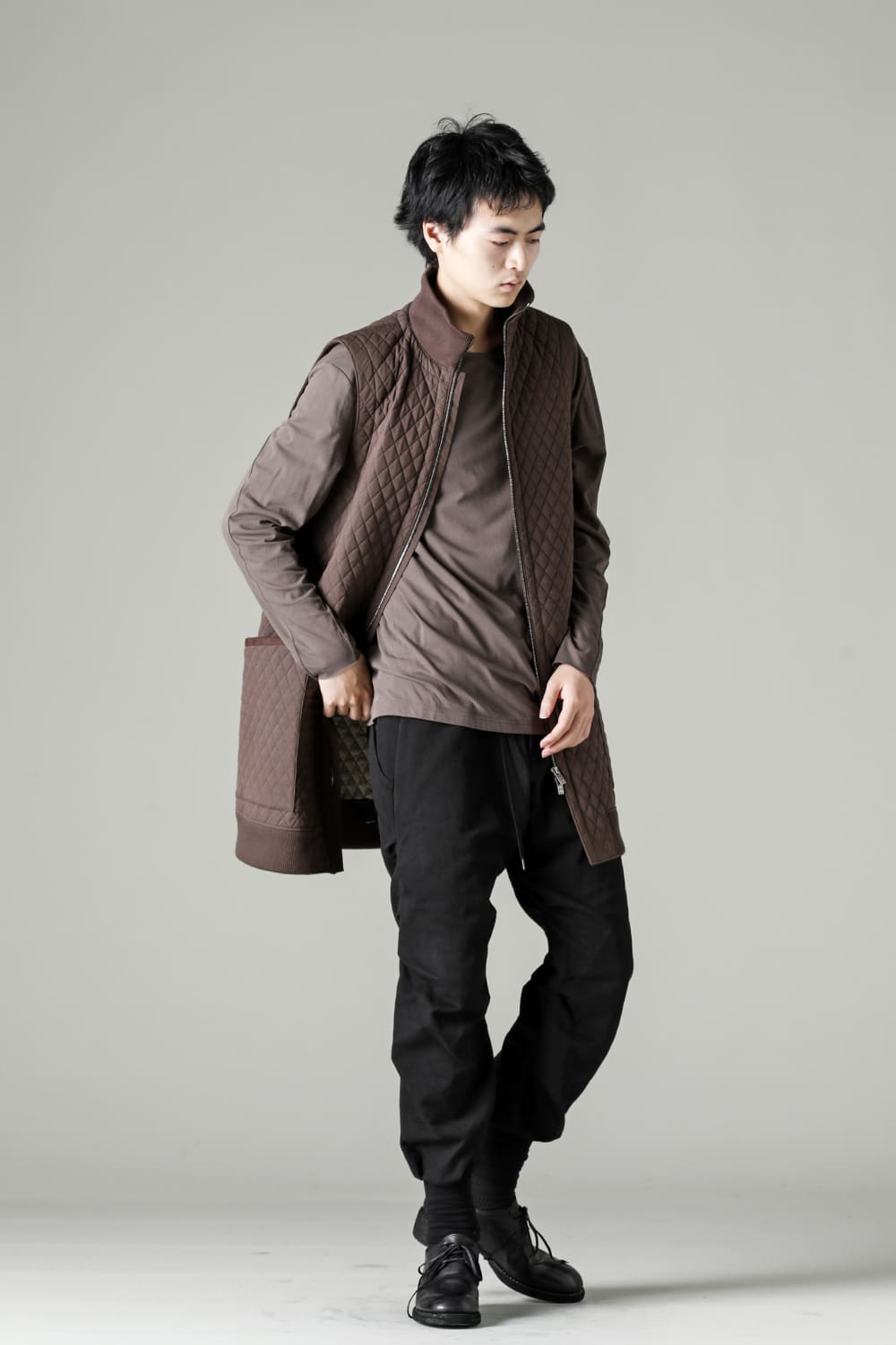 ロング ベスト キルト シルク / コットン