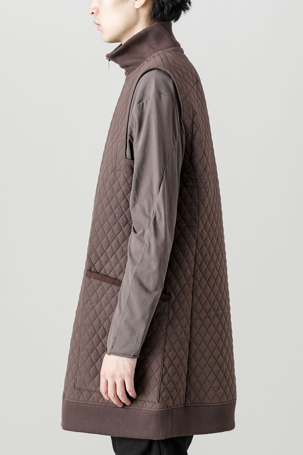 ロング ベスト キルト シルク / コットン
