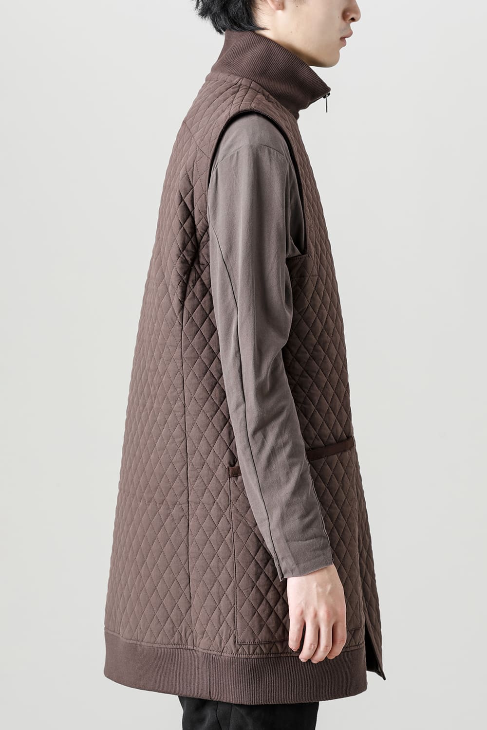 ロング ベスト キルト シルク / コットン