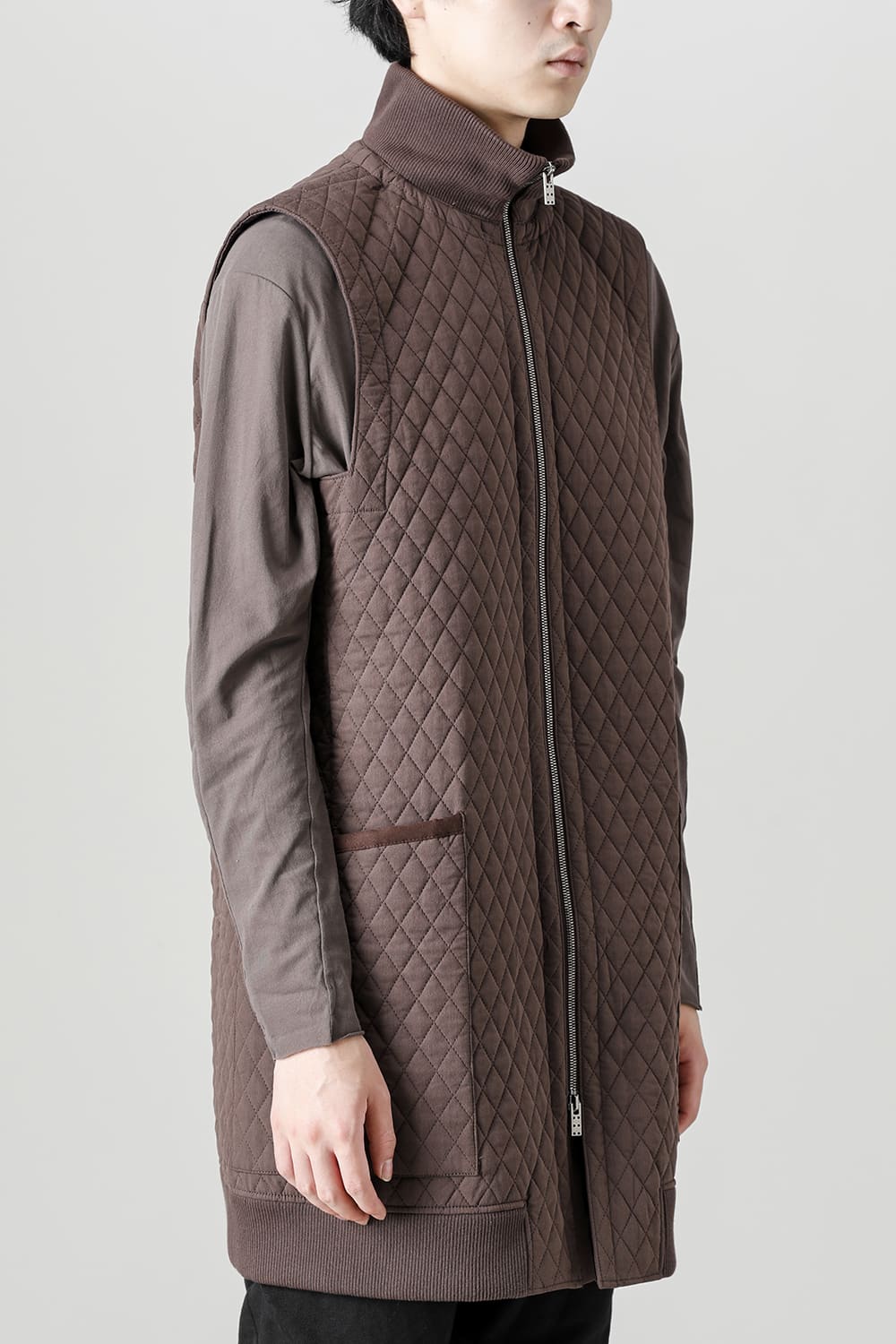ロング ベスト キルト シルク / コットン