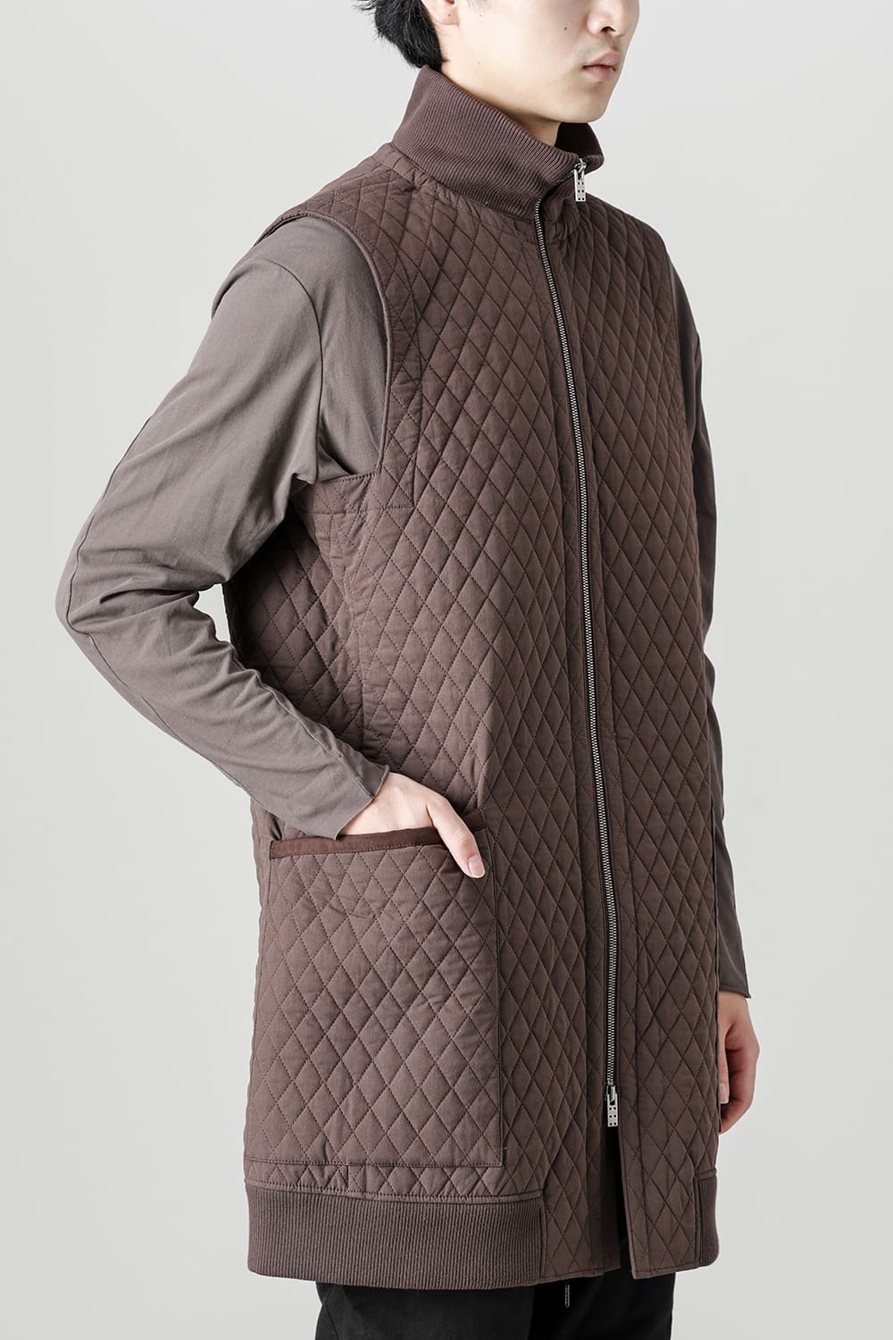 ロング ベスト キルト シルク / コットン