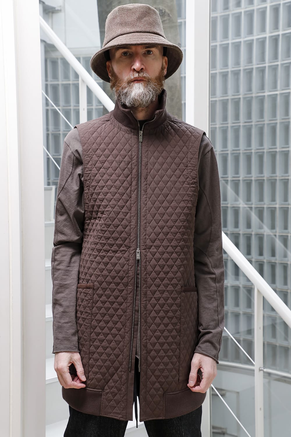 ロング ベスト キルト シルク / コットン