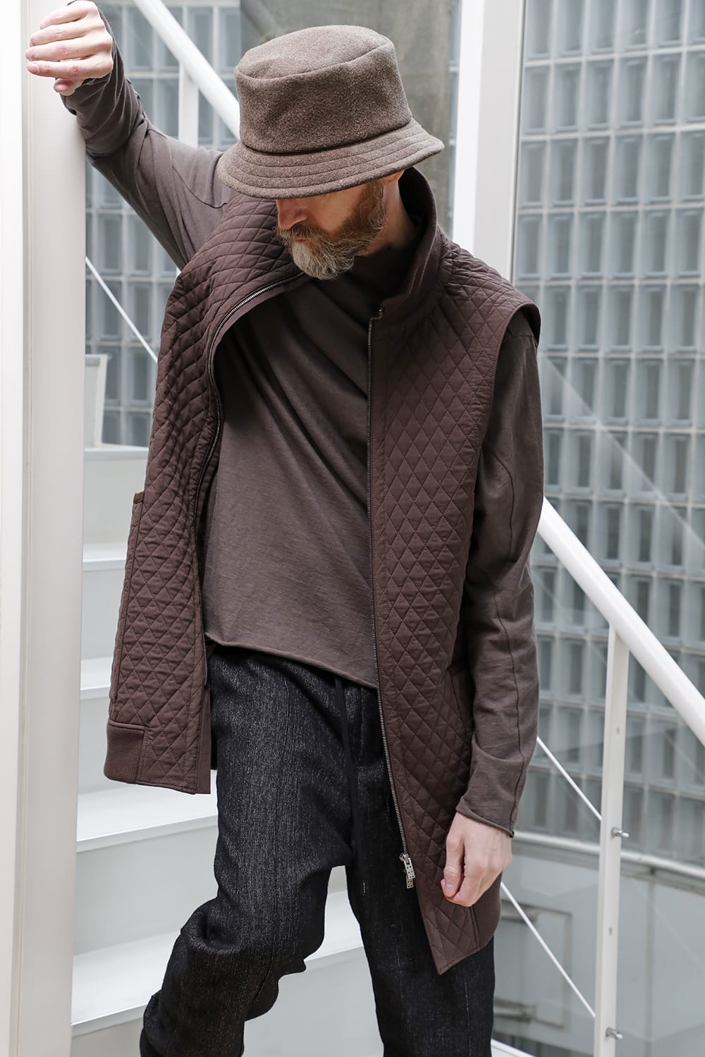 ロング ベスト キルト シルク / コットン