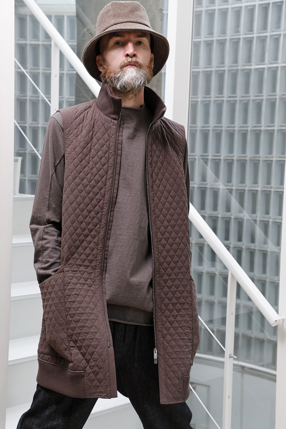 ロング ベスト キルト シルク / コットン