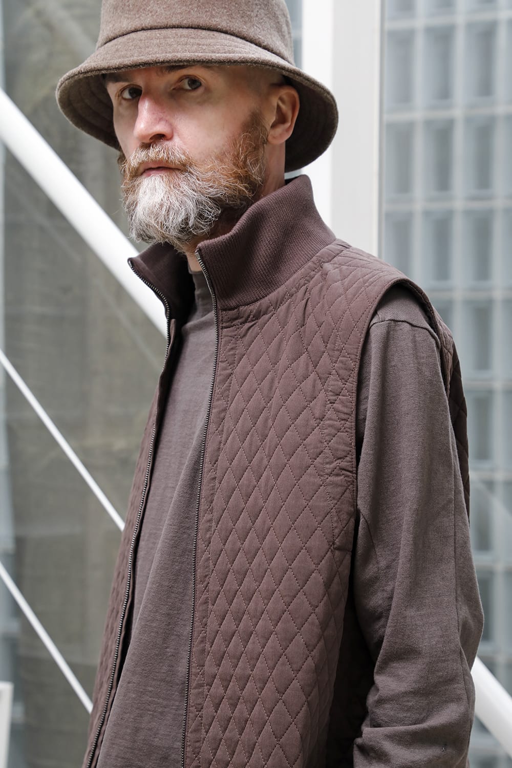 ロング ベスト キルト シルク / コットン