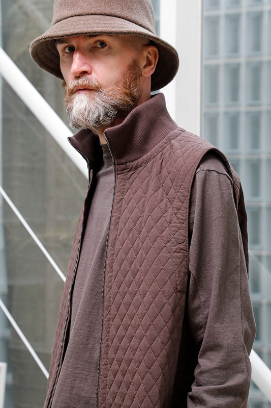 ロング ベスト キルト シルク / コットン