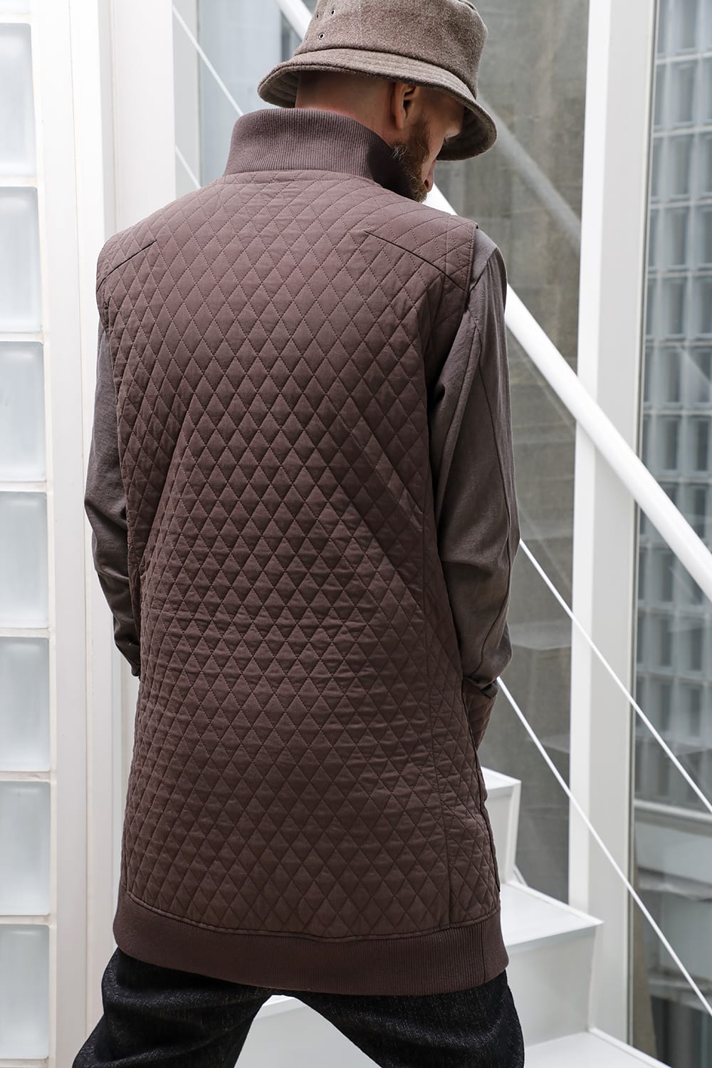 ロング ベスト キルト シルク / コットン