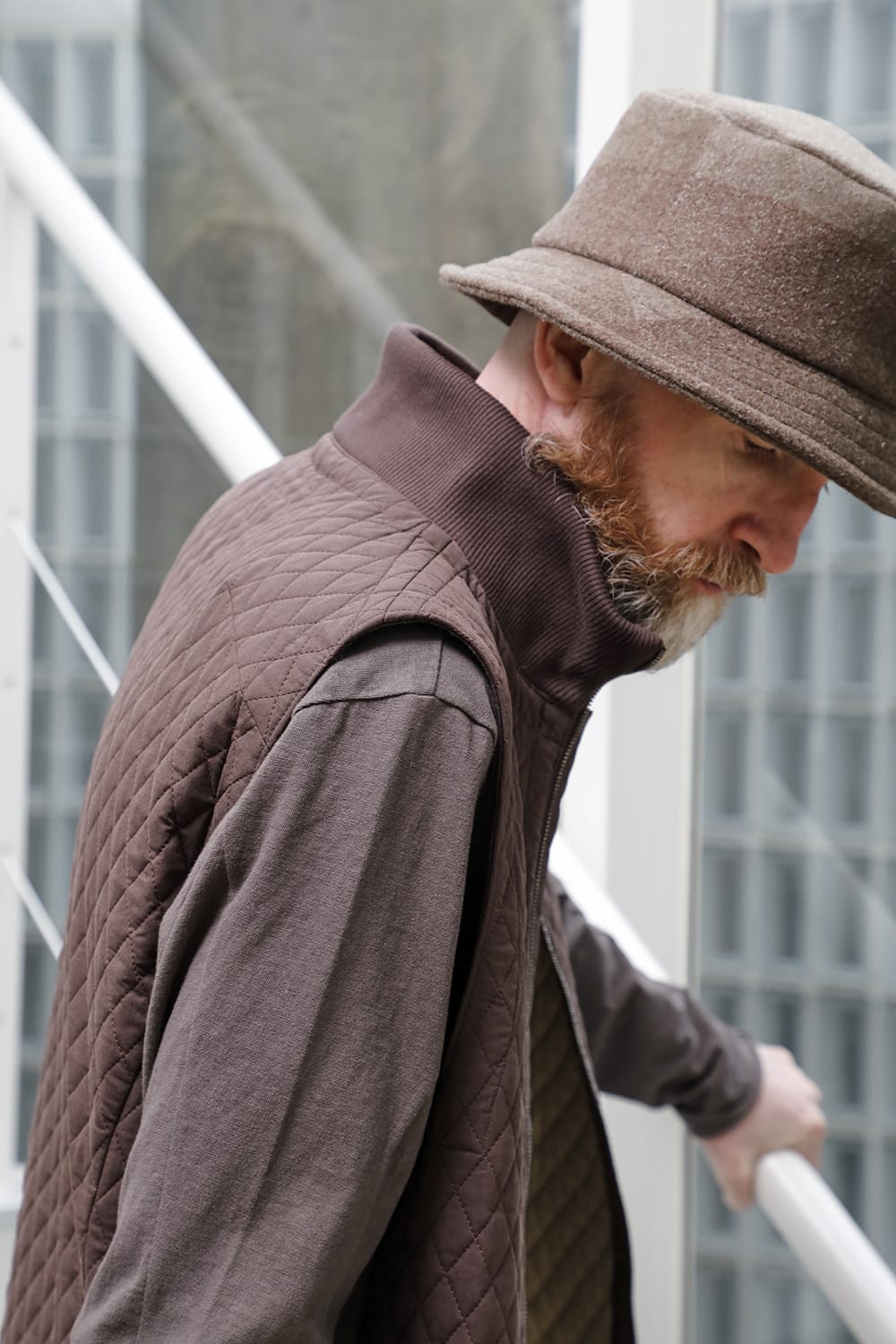 ロング ベスト キルト シルク / コットン