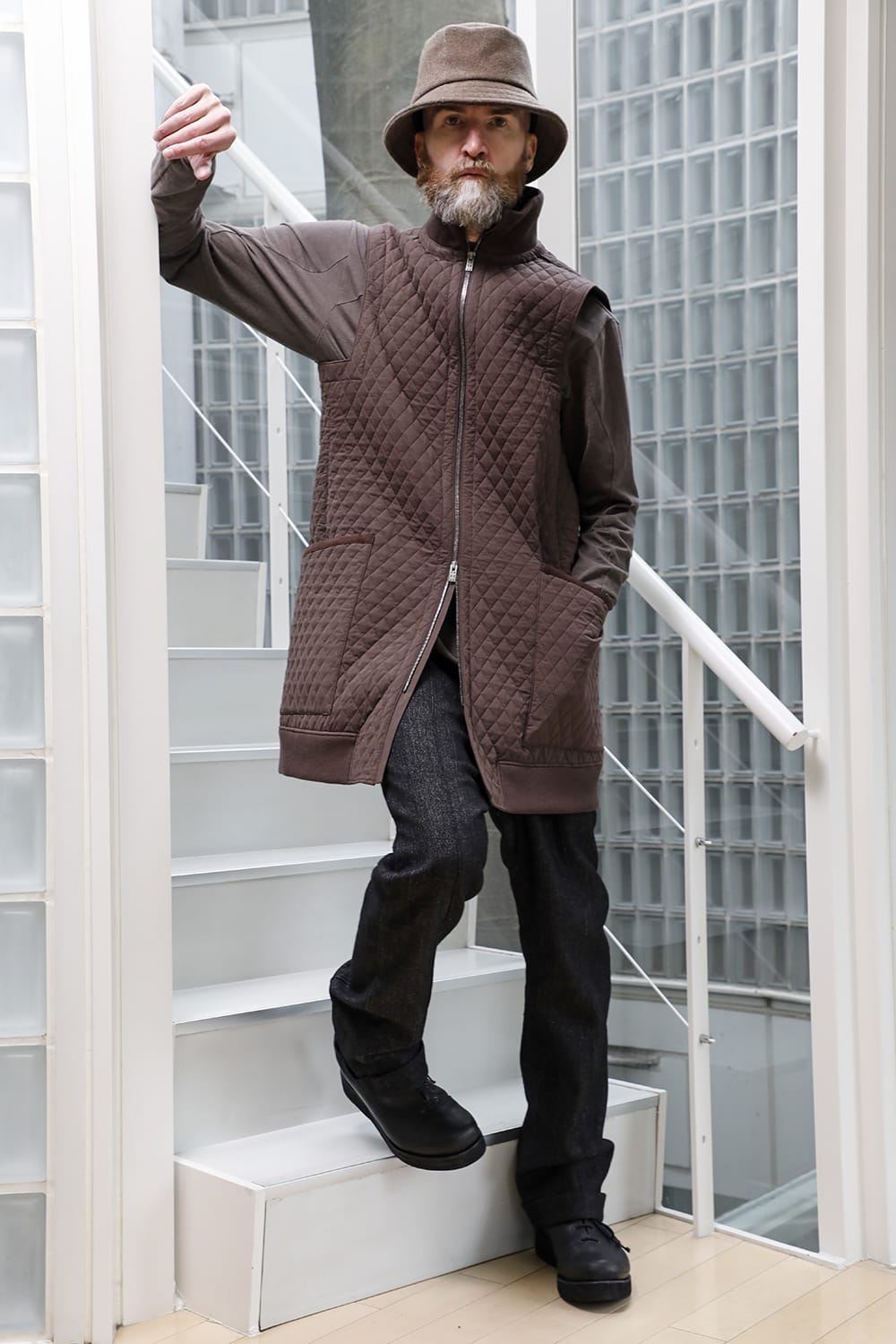 ロング ベスト キルト シルク / コットン