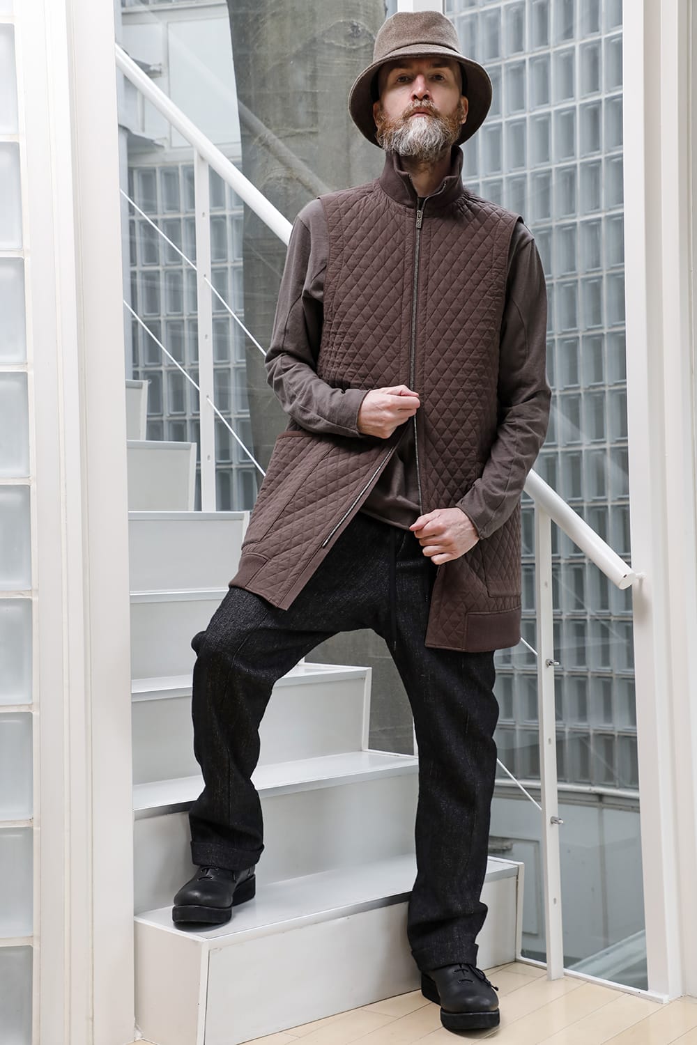 ロング ベスト キルト シルク / コットン