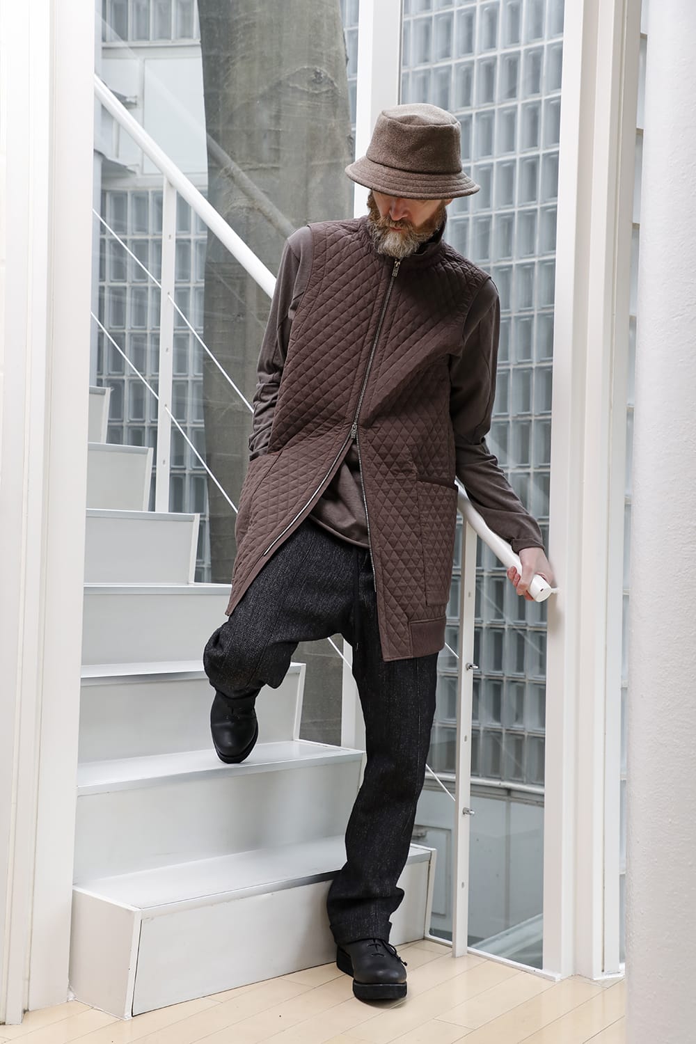 ロング ベスト キルト シルク / コットン