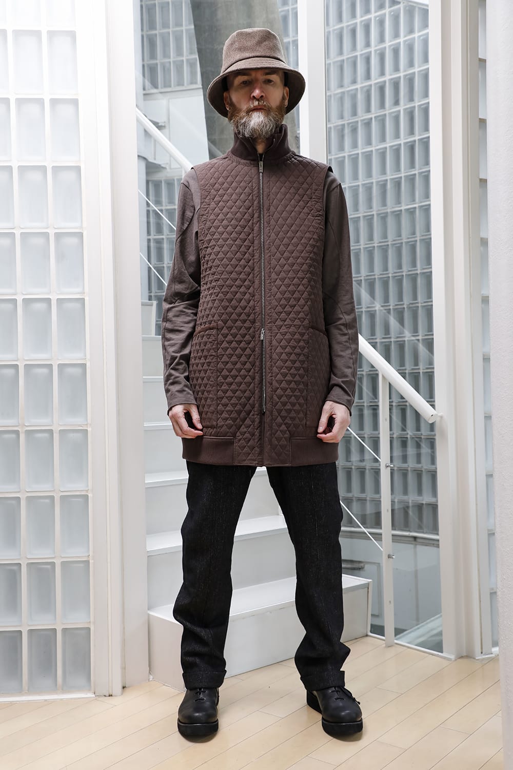 ロング ベスト キルト シルク / コットン