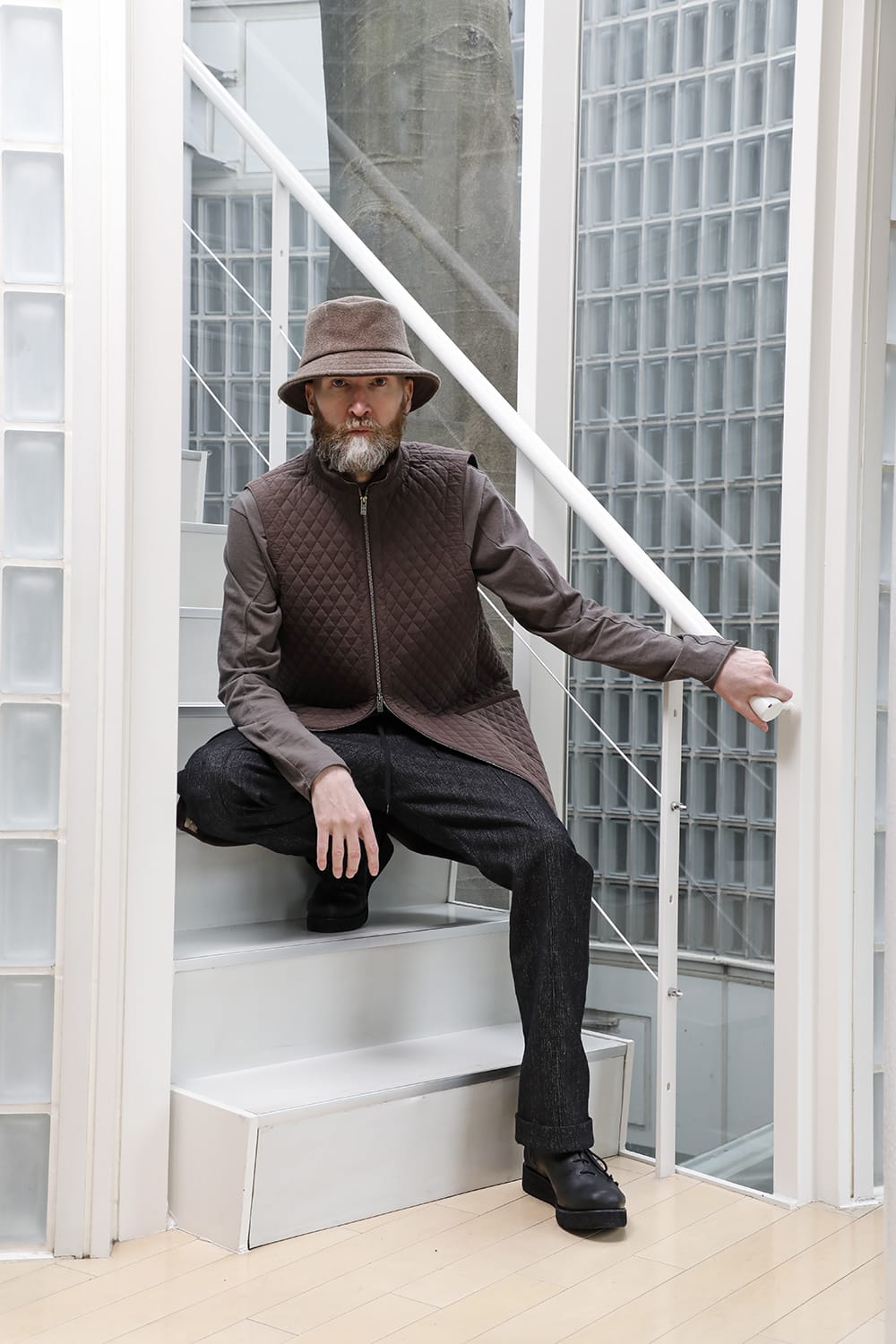 ロング ベスト キルト シルク / コットン