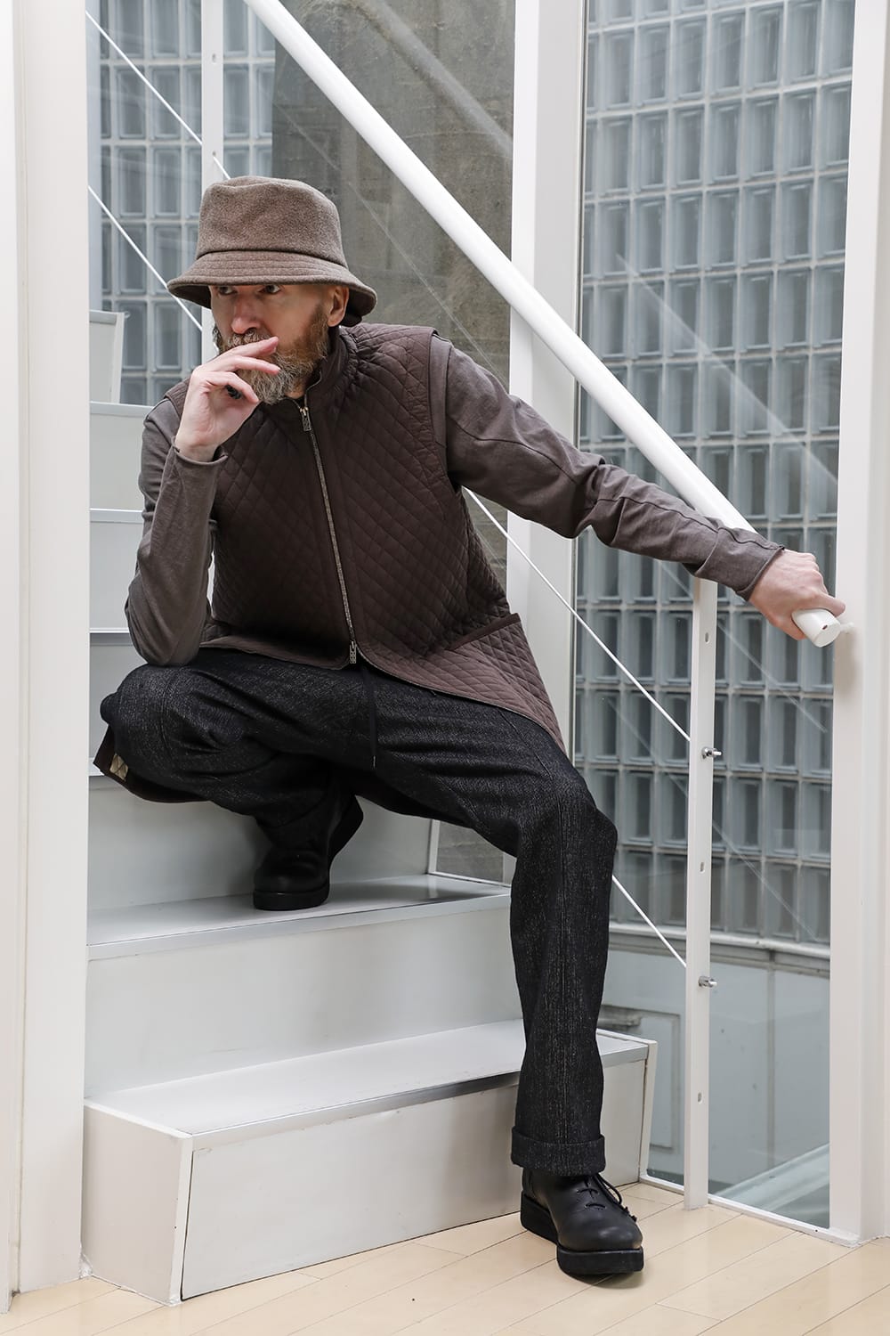 ロング ベスト キルト シルク / コットン