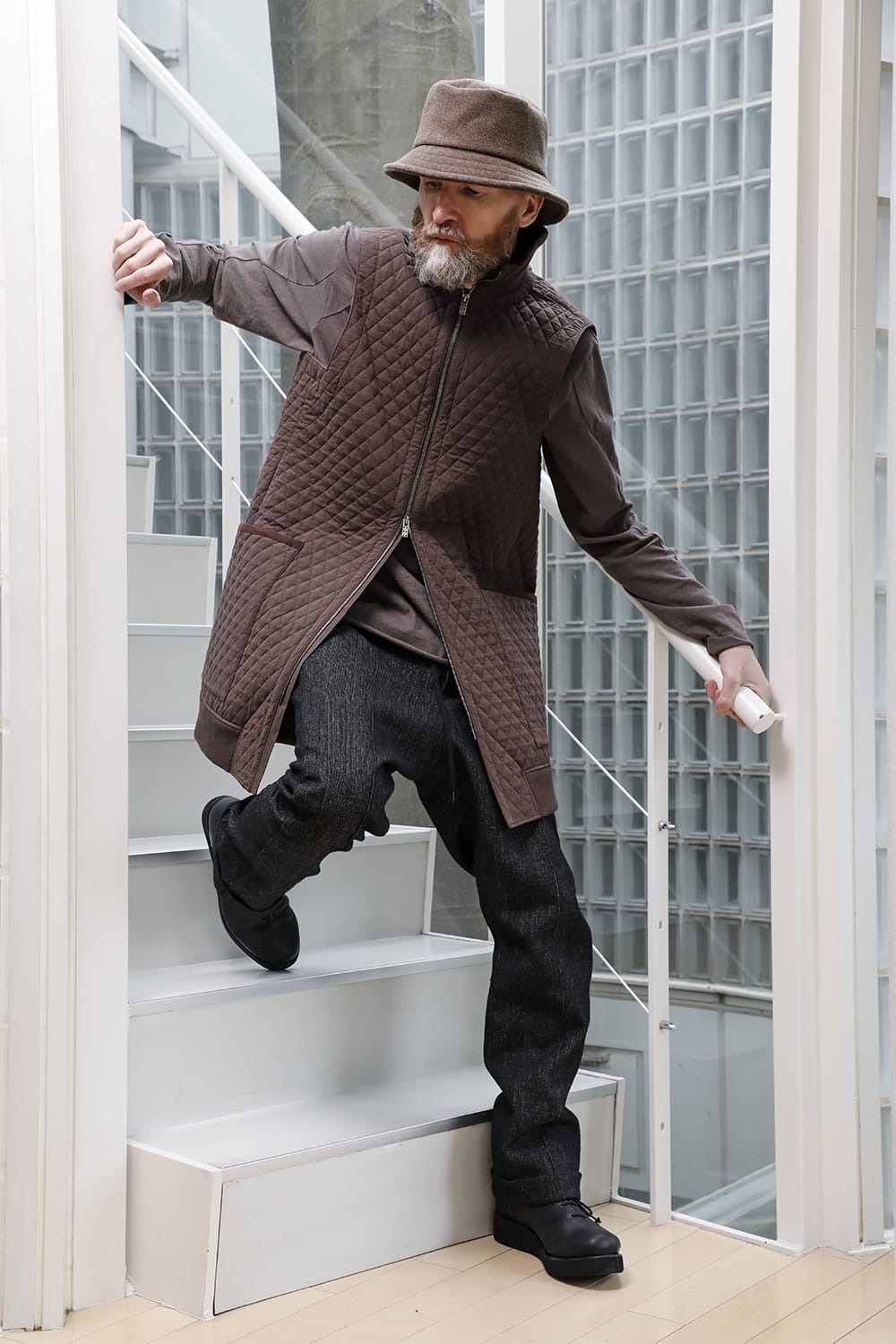 ロング ベスト キルト シルク / コットン