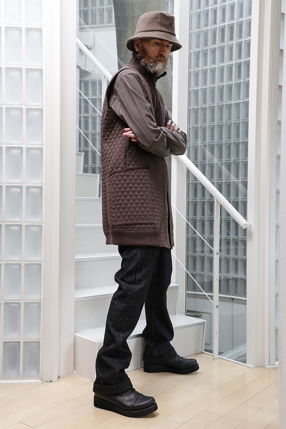 ロング ベスト キルト シルク / コットン