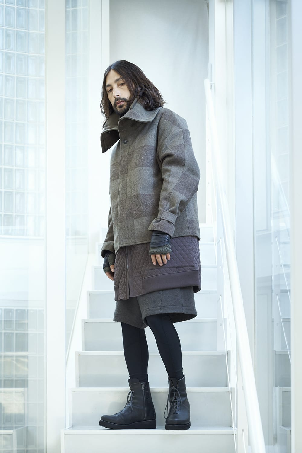 ロング ベスト キルト シルク / コットン