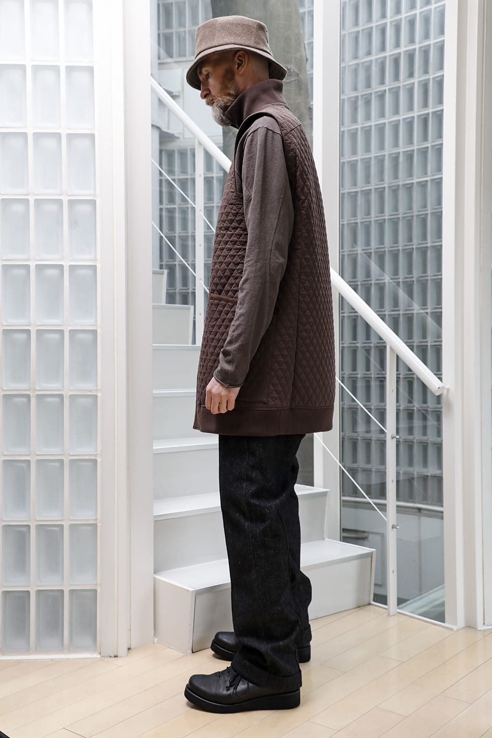 ロング ベスト キルト シルク / コットン