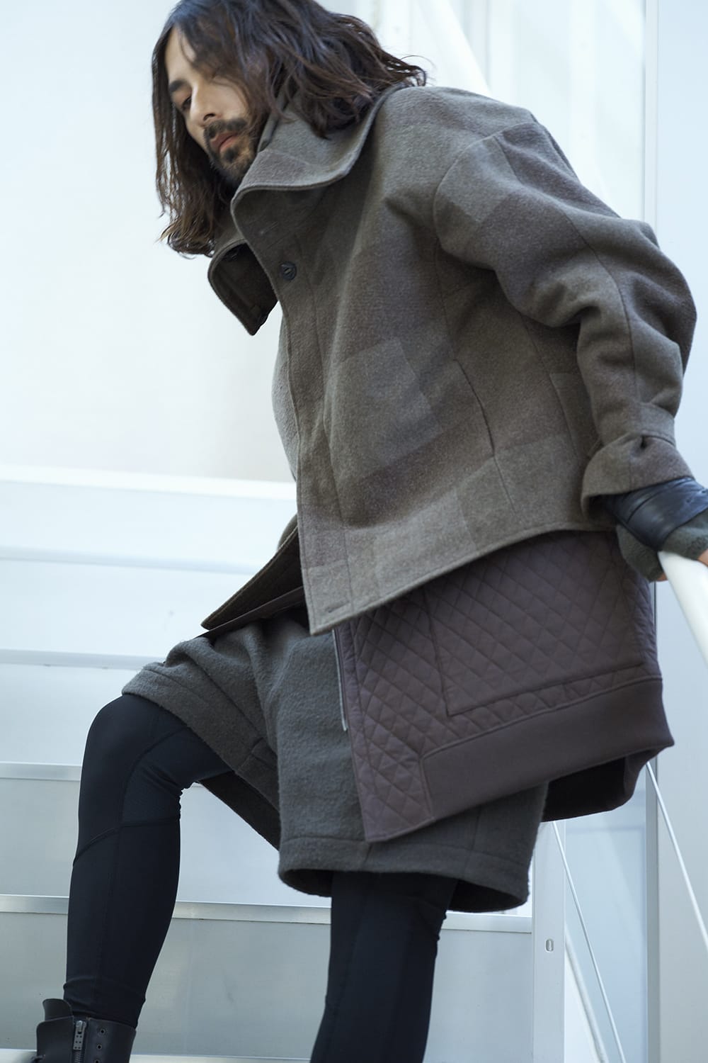 ロング ベスト キルト シルク / コットン