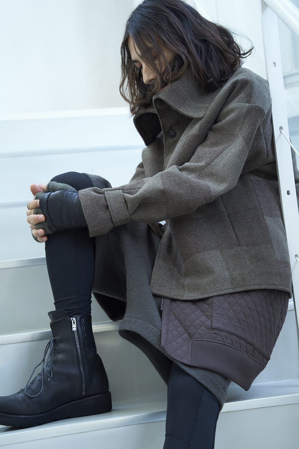 ロング ベスト キルト シルク / コットン