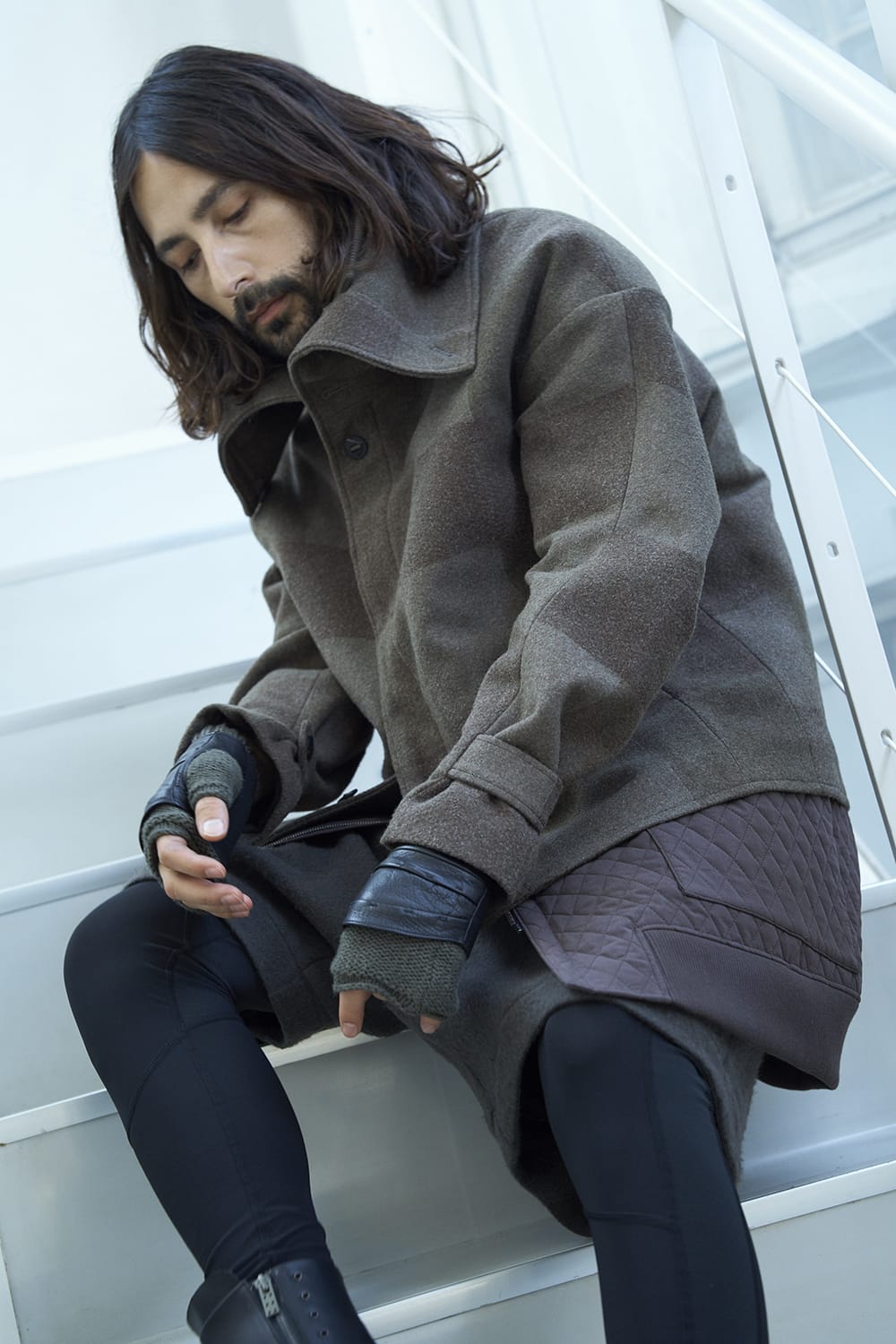 ロング ベスト キルト シルク / コットン