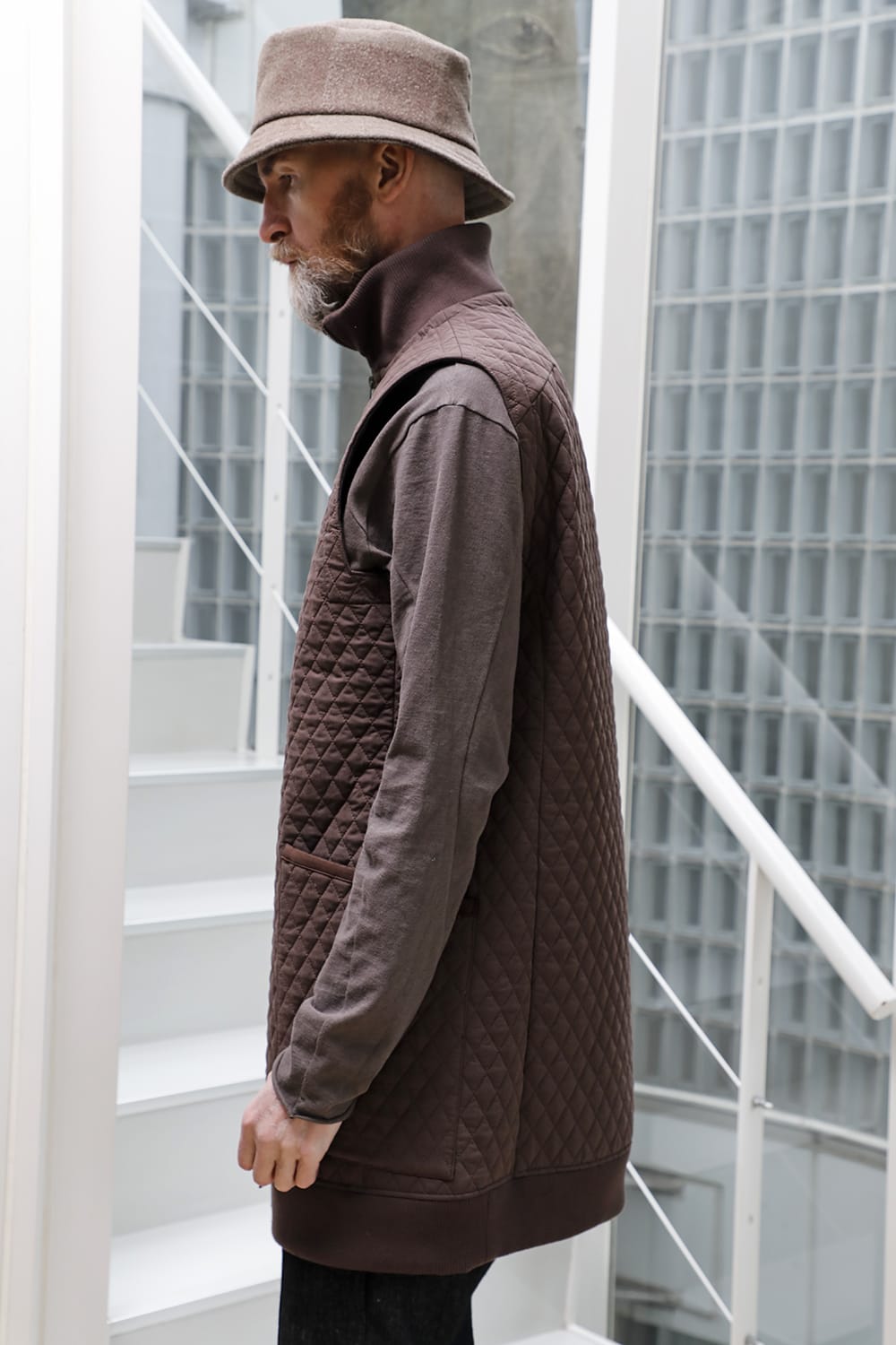 ロング ベスト キルト シルク / コットン