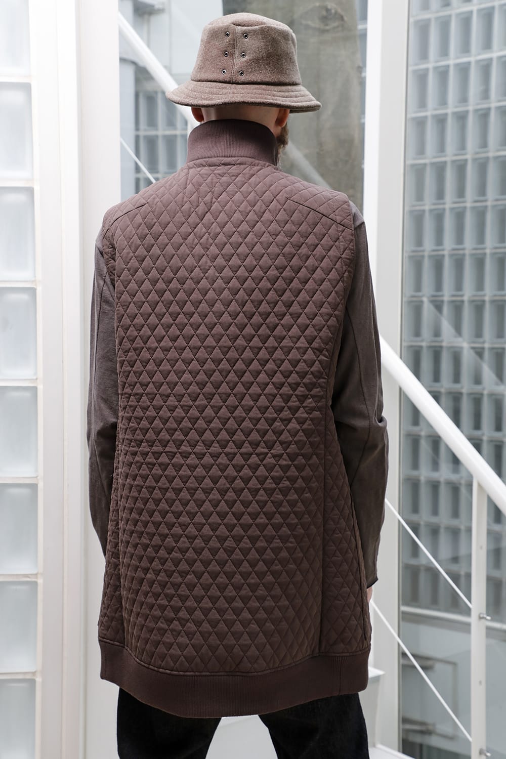 ロング ベスト キルト シルク / コットン