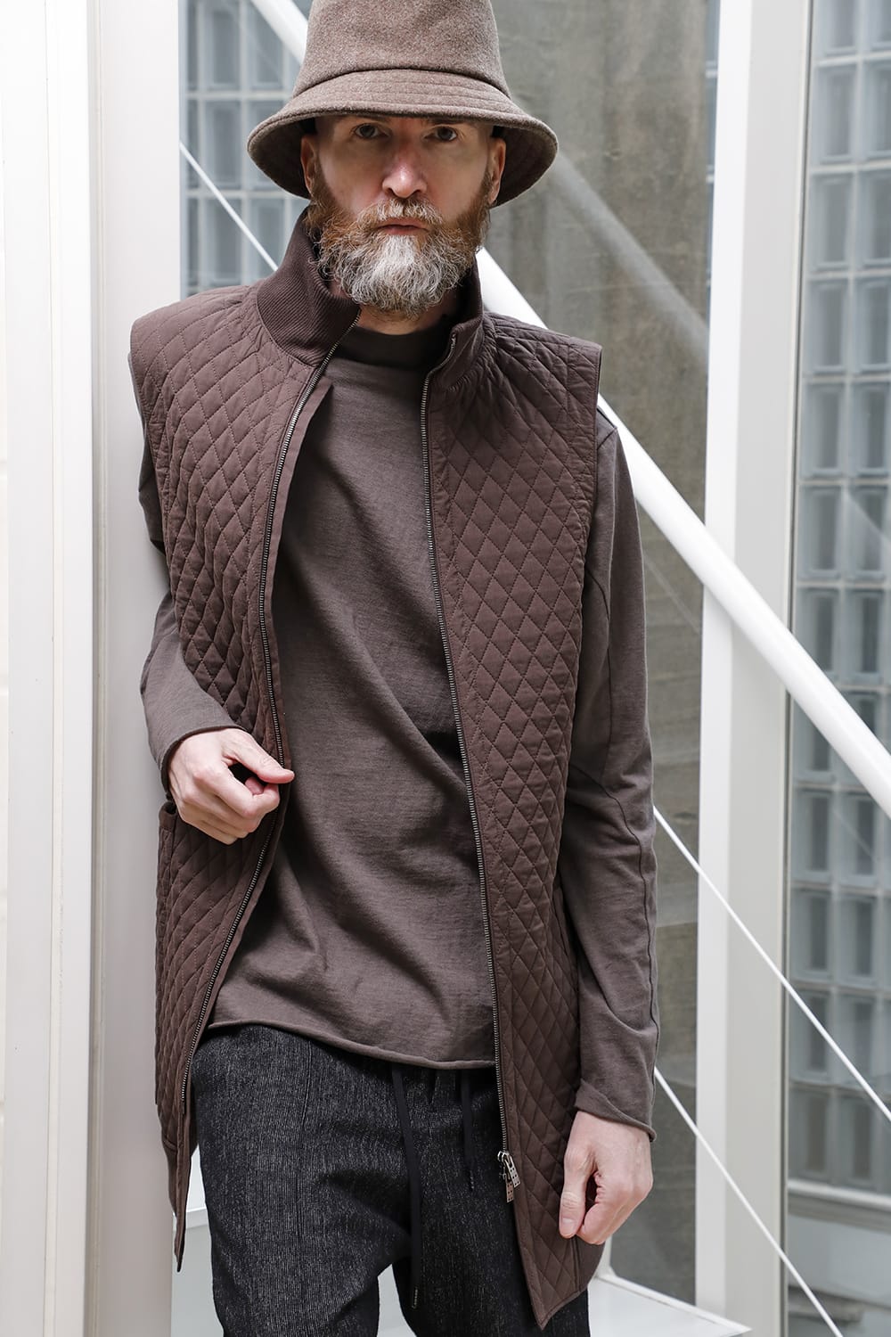 ロング ベスト キルト シルク / コットン