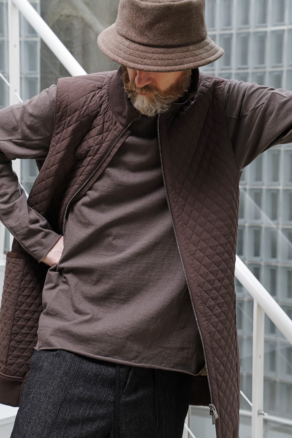 ロング ベスト キルト シルク / コットン