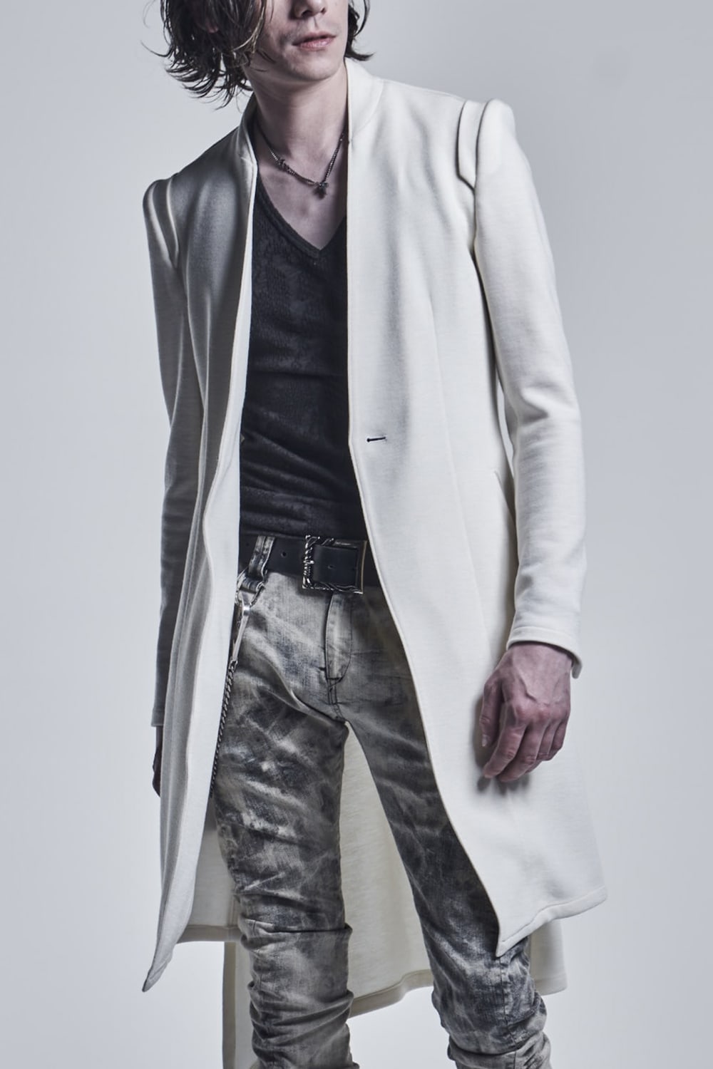 No Collar Flare Jacket White