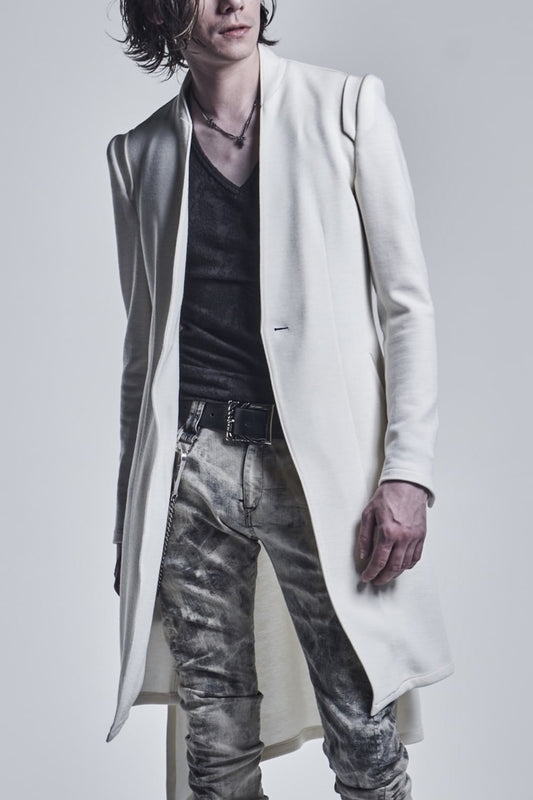 No Collar Flare Jacket White