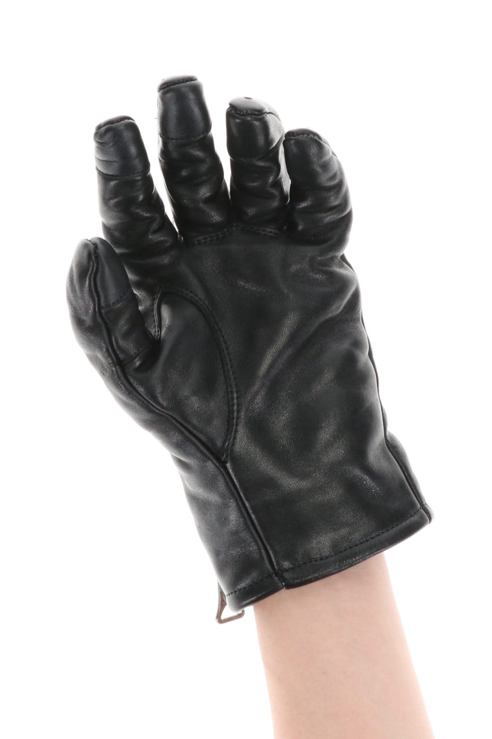 Horse Leather Nail ZIP Gloves Black