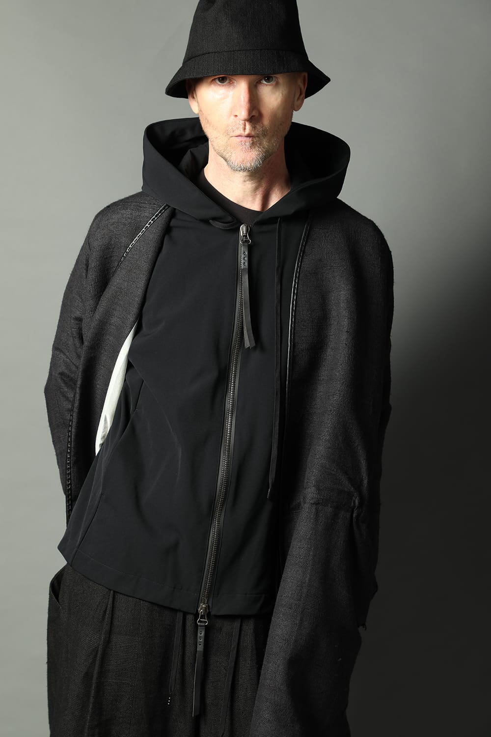 Hooded jacket merino wool jersey bonding