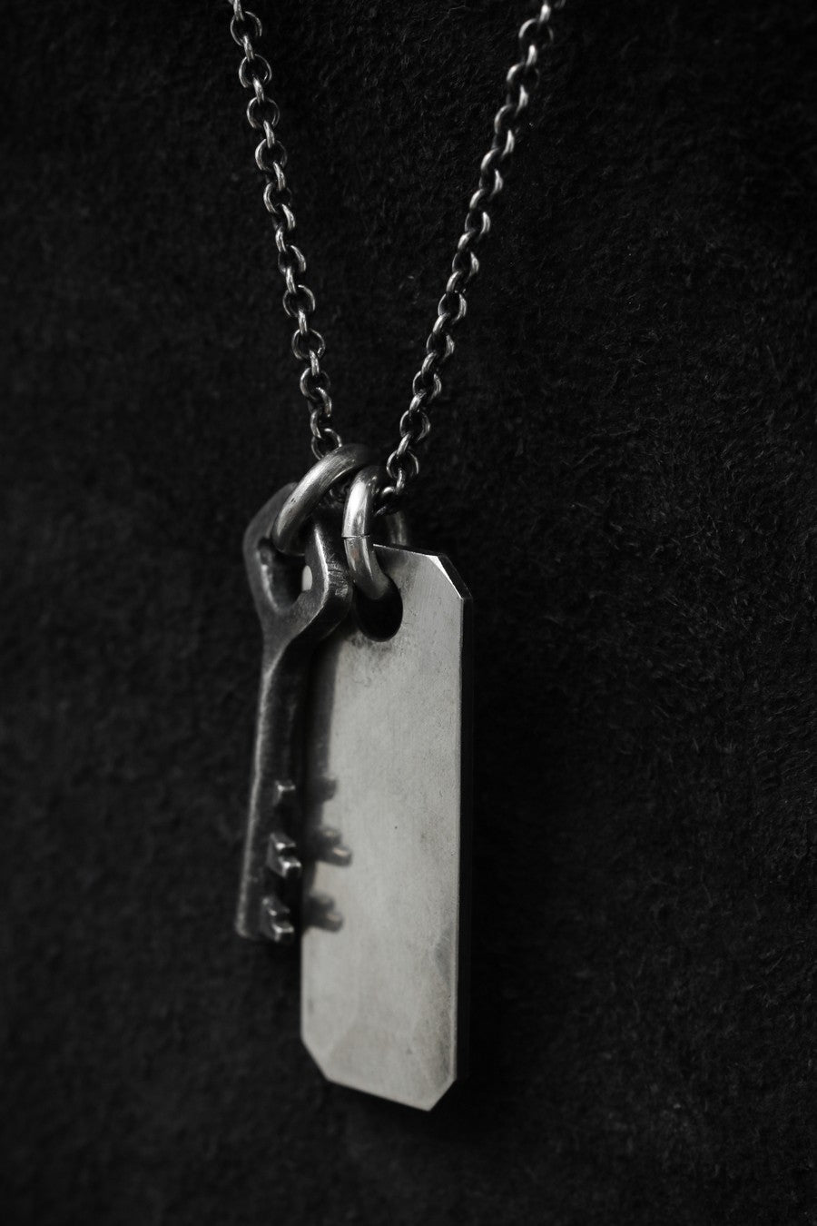 Fine Chain Key + Tag Necklace