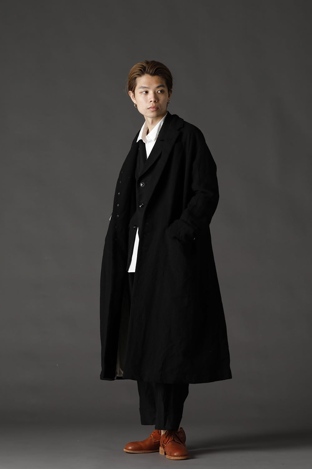 CHRONO-TWEED Long Coat Black