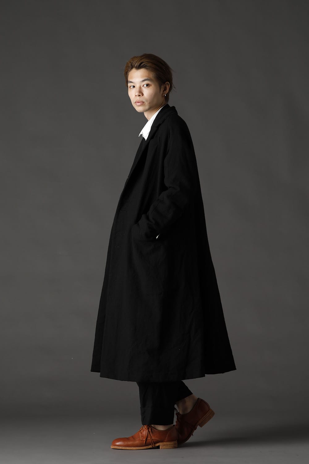 CHRONO-TWEED Long Coat Black