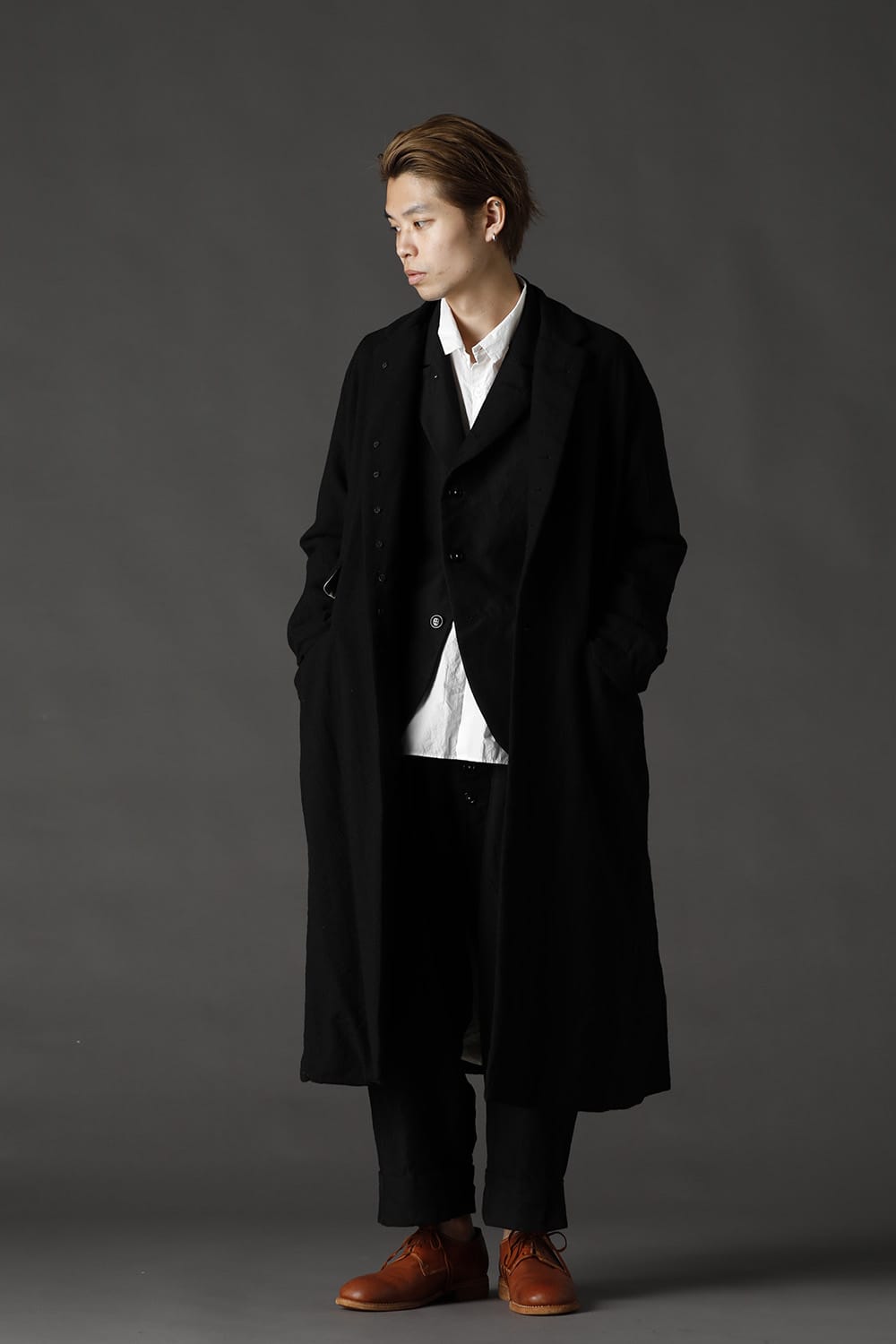 CHRONO-TWEED Long Coat Black